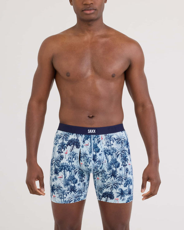 Front - Model wearing Vibe Xtra Soft Comfort Boxer Brief Fly in Palm Mix-Atmosphere