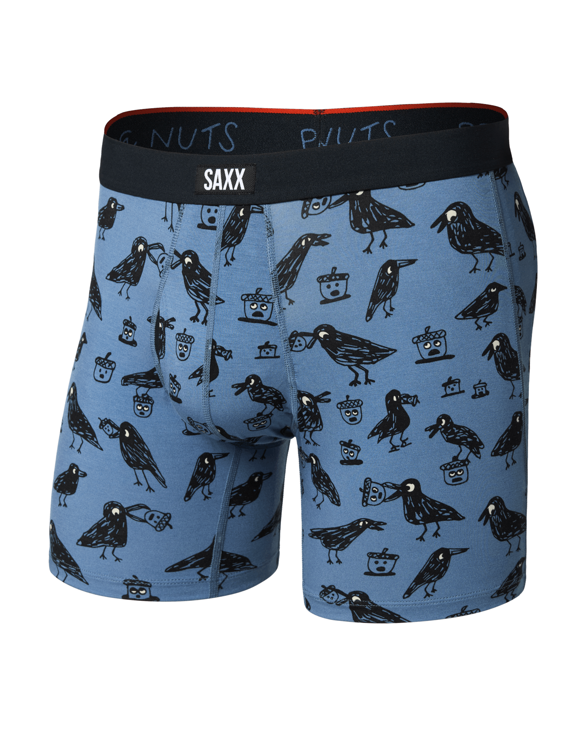 Front of Vibe Xtra Soft Comfort Boxer Brief Fly in Protect The Nuts-Blue Horizon
