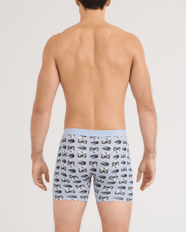 Back - Model wearing Vibe Xtra Soft Comfort Boxer Brief 2 Pack in Puck Stopper/Black