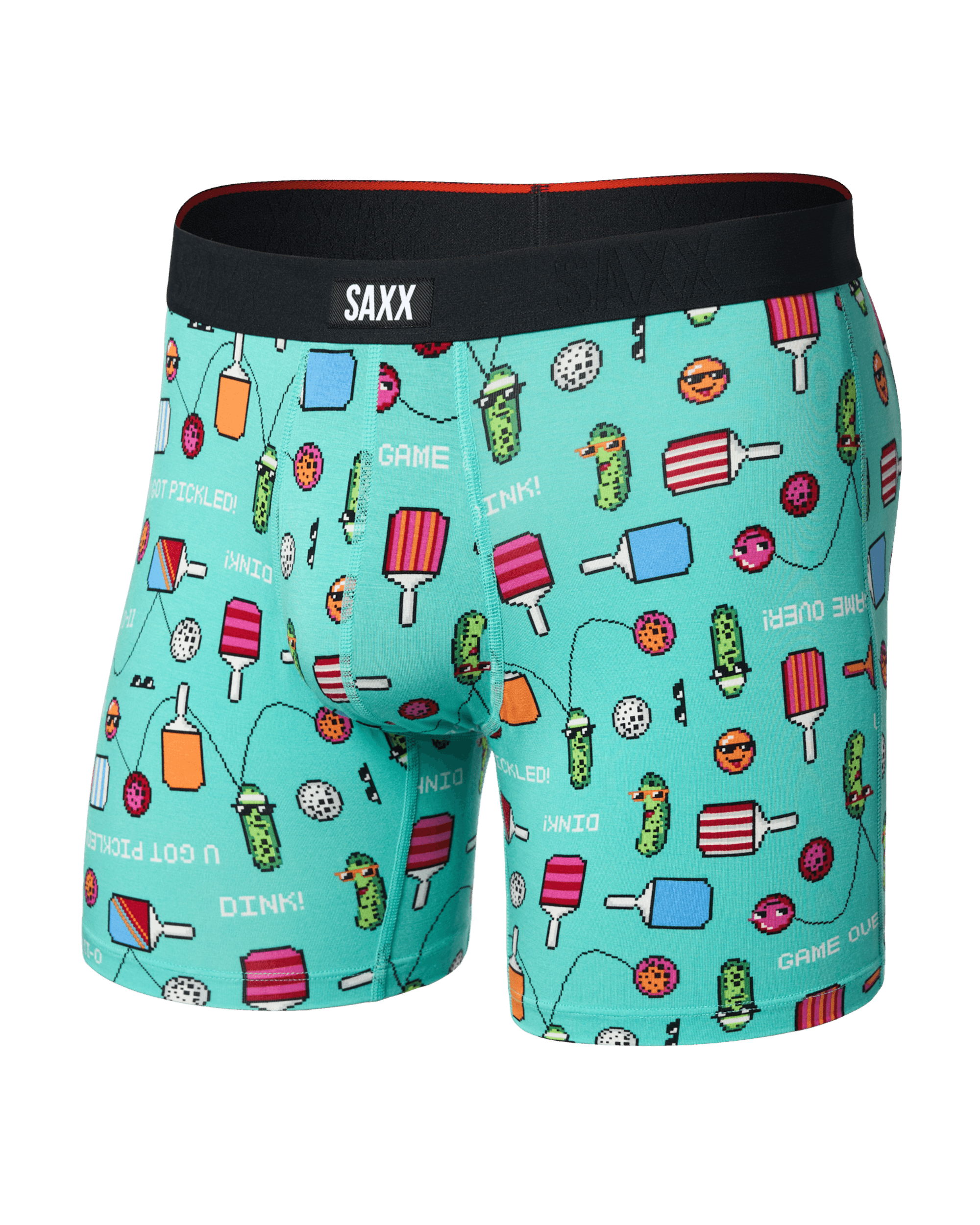 Front of Vibe Xtra Boxer Brief Fly in Pixel Ball-Surf Blue