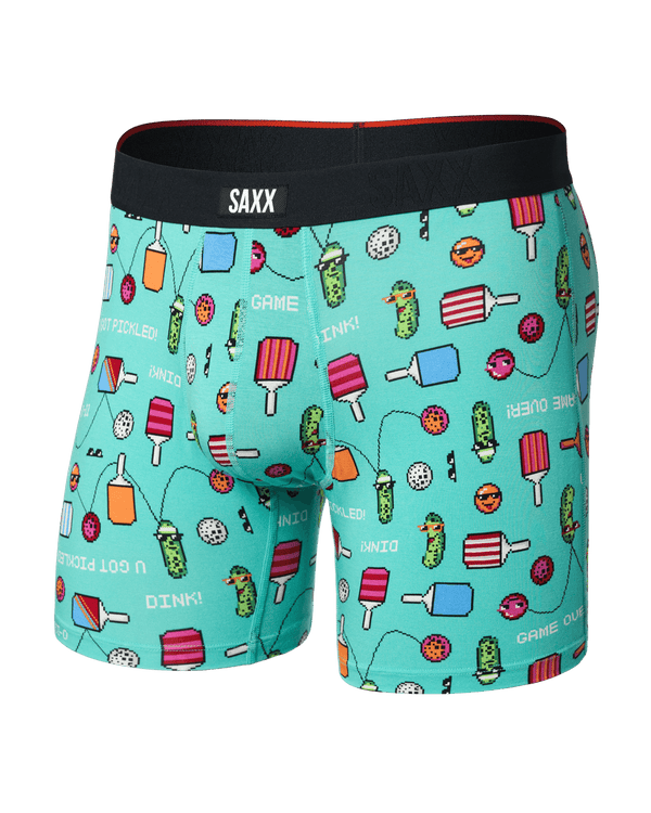 Front of Vibe Xtra Boxer Brief Fly in Pixel Ball-Surf Blue