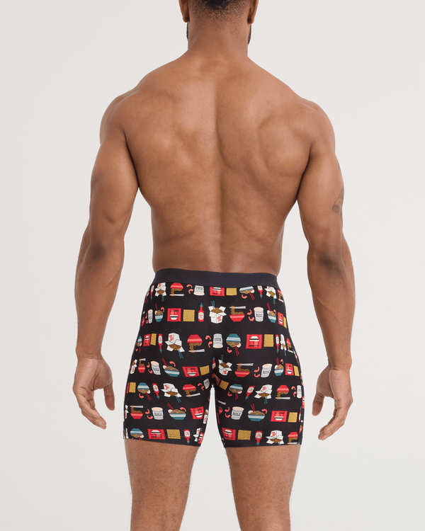 Back - Model wearing Vibe Xtra Soft Comfort Boxer Brief 2 Pack in Quik-E-Noods-Black