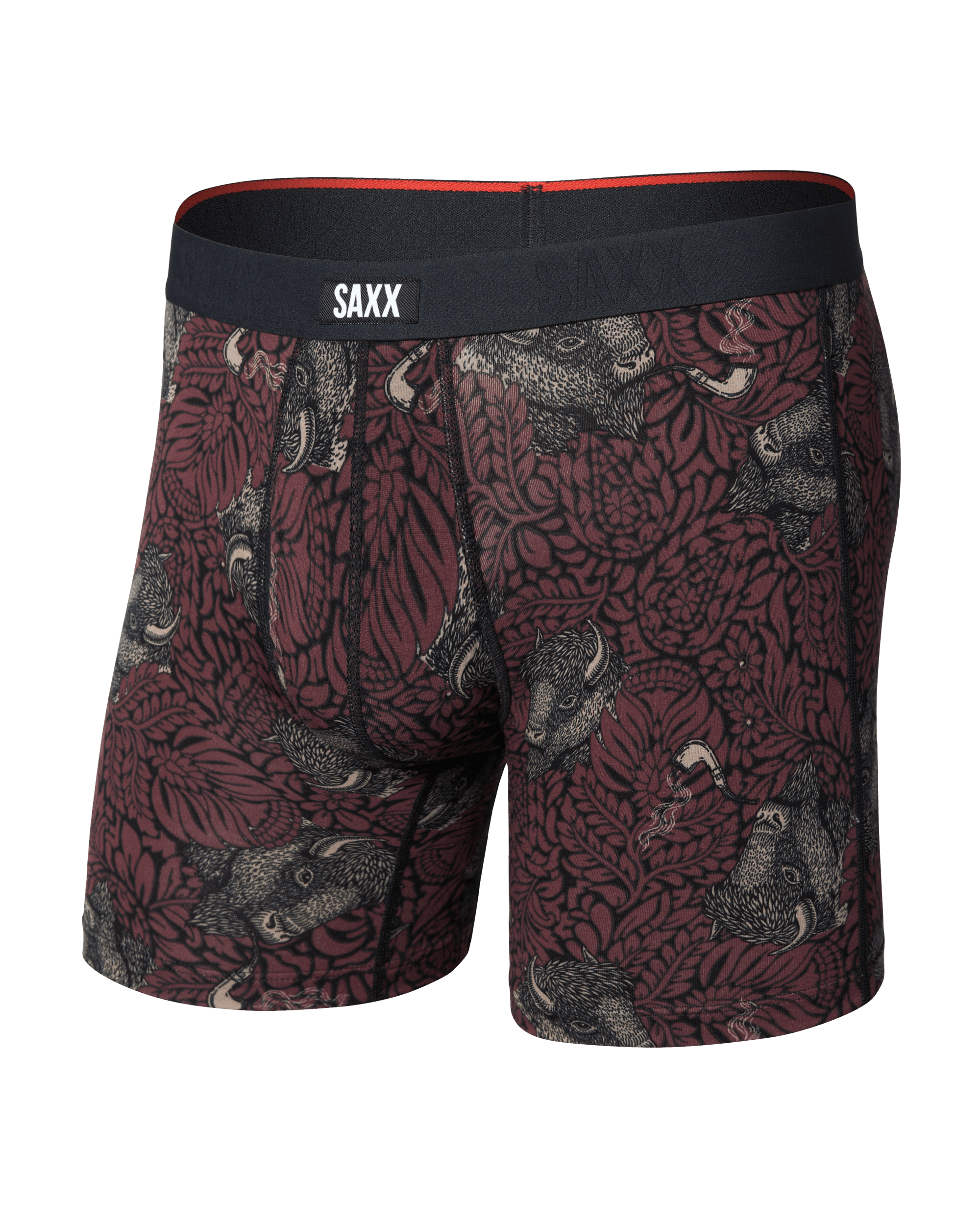 Front of Vibe Xtra Soft Comfort Boxer Brief in Smoking Jacket-Huckleberry