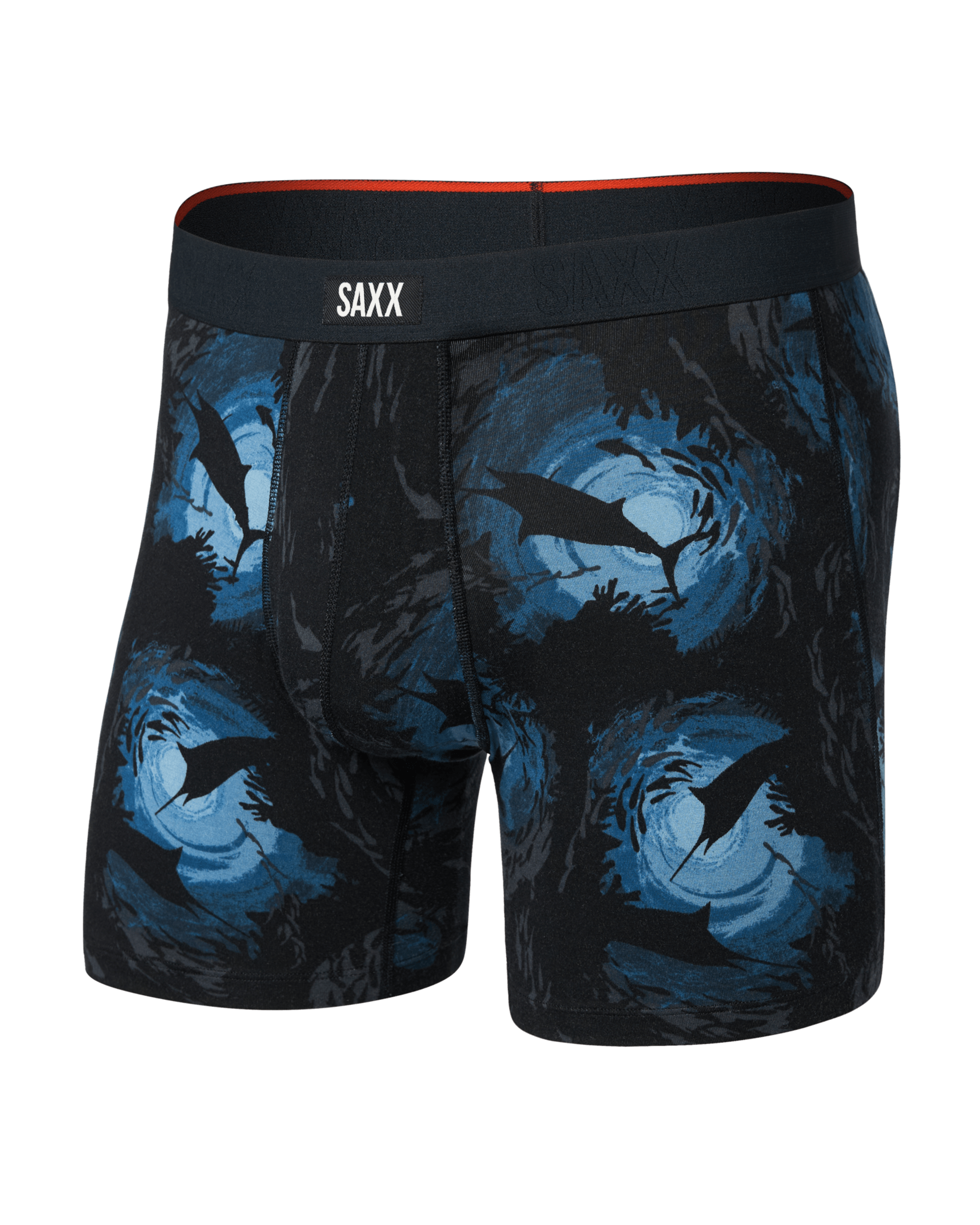 Front of Vibe Xtra Soft Comfort Boxer Brief Fly in Sun Day School-Navy