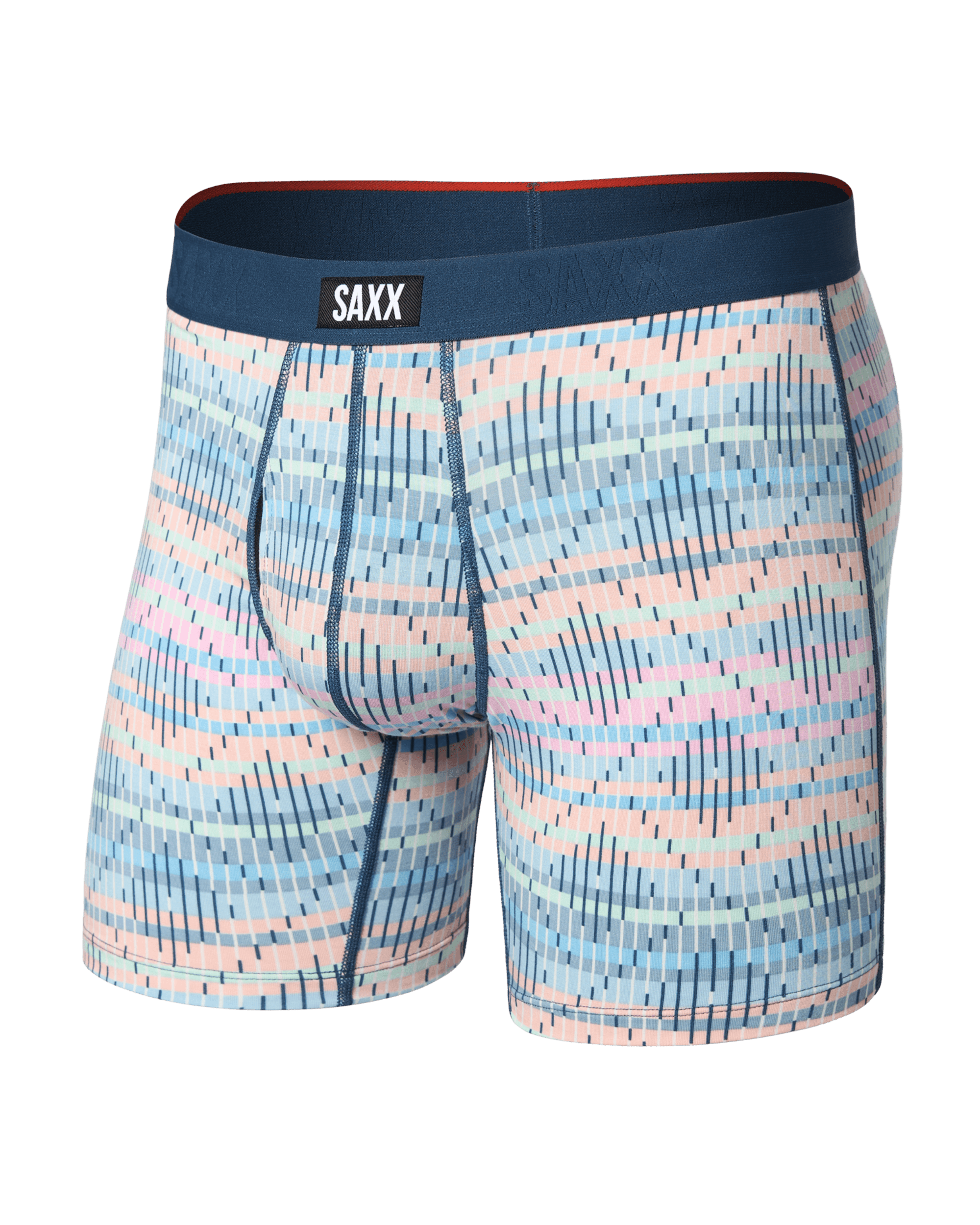 Front of Vibe Xtra Soft Comfort Boxer Brief Fly in Summer Weave-Multi
