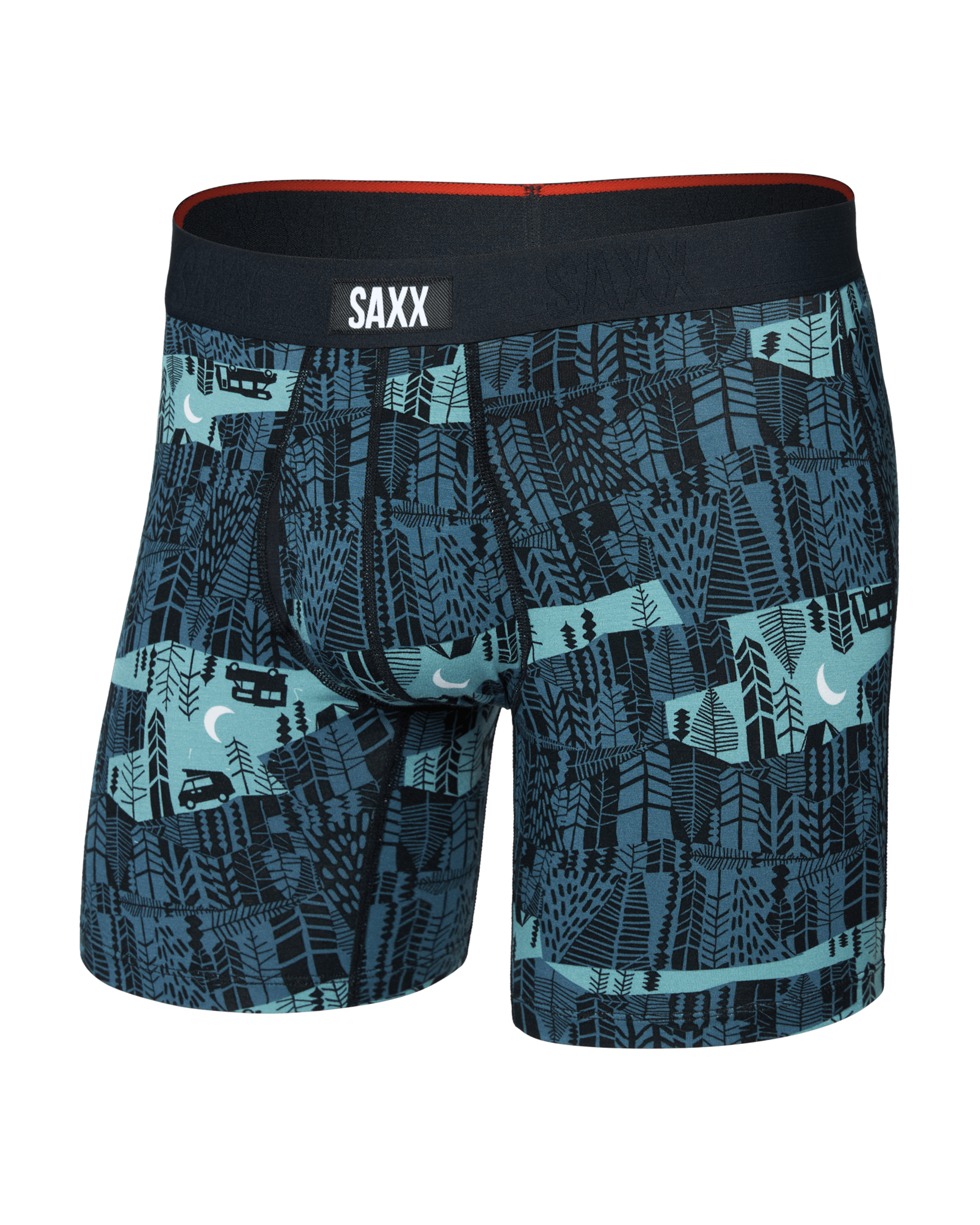 Front of Vibe Xtra Soft Comfort Boxer Brief Fly in The Clearing-Storm Blue