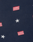 Navy fabric with red and white striped pattern and white stars