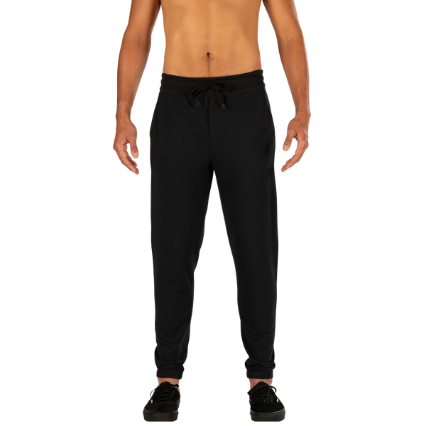 Front - Model wearing Down Time Lounge Pant in Black