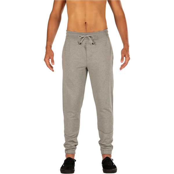 Front - Model wearing Down Time Lounge Pant in Grey Heather