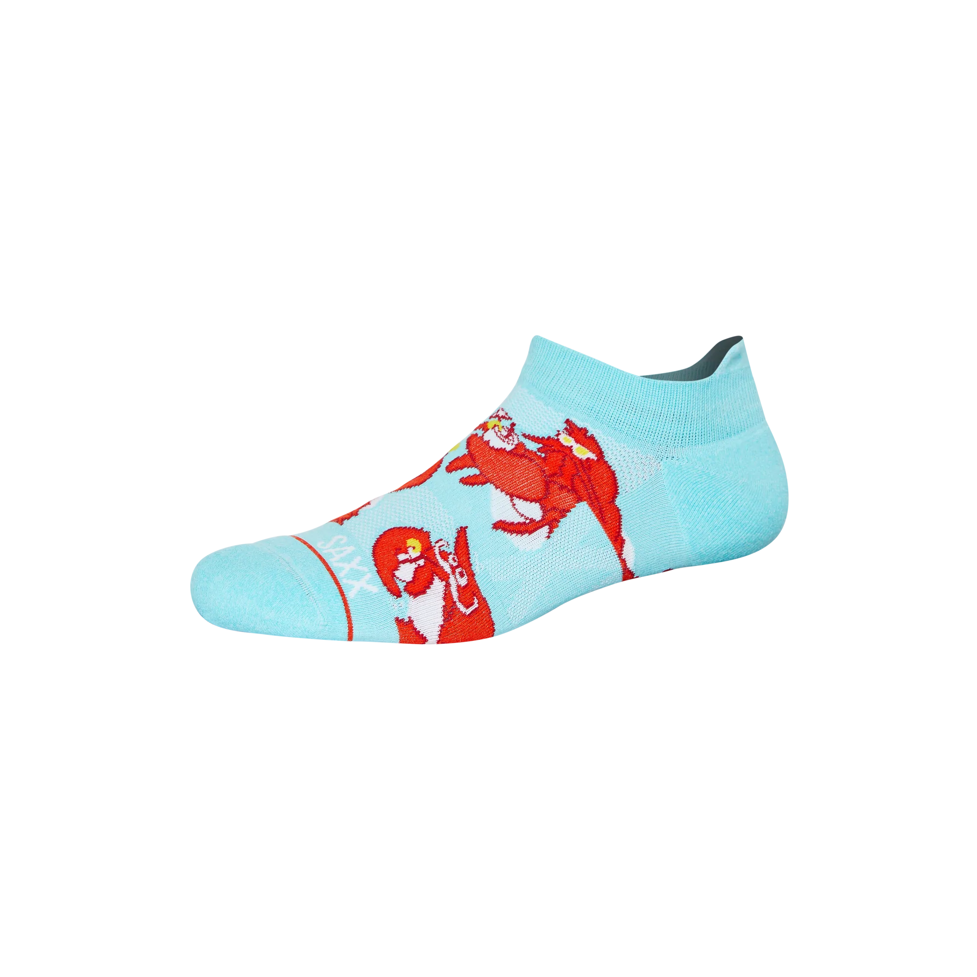 Front of Whole Package Low Show Sock in Lobster Lounger- Aqua