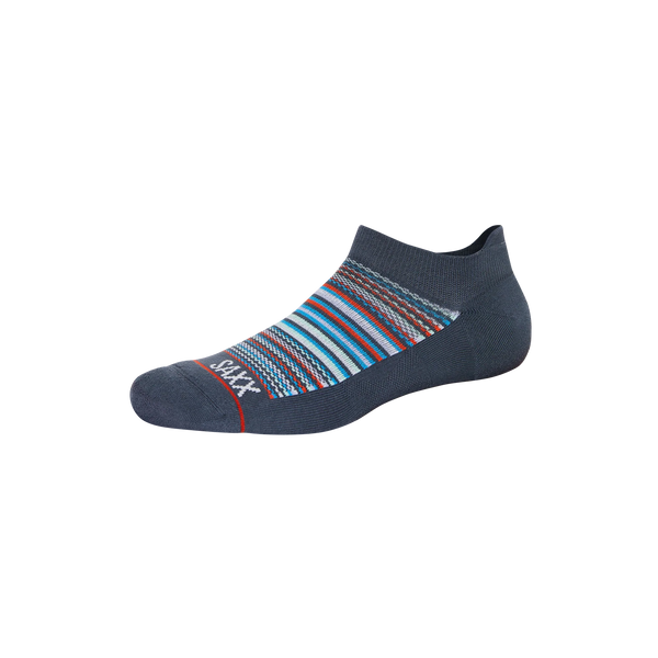 Front of Whole Package Low Show Sock in Vibrant Stripe- India Ink