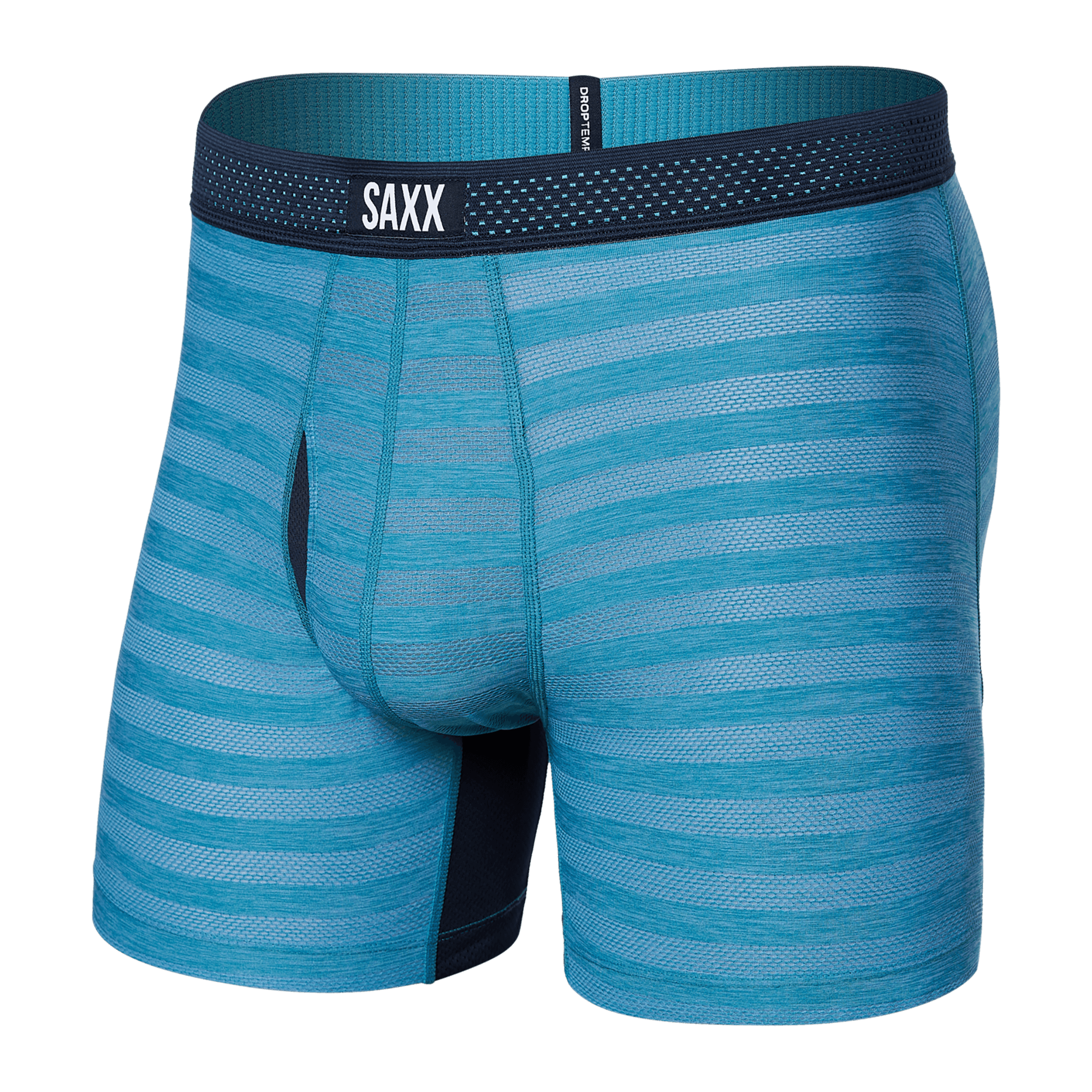 Front of DropTemp Cooling Mesh Boxer Brief in Blue Moon Heather