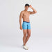 Front - Model wearing DropTemp Cooling Mesh Boxer Brief in Blue Moon Heather