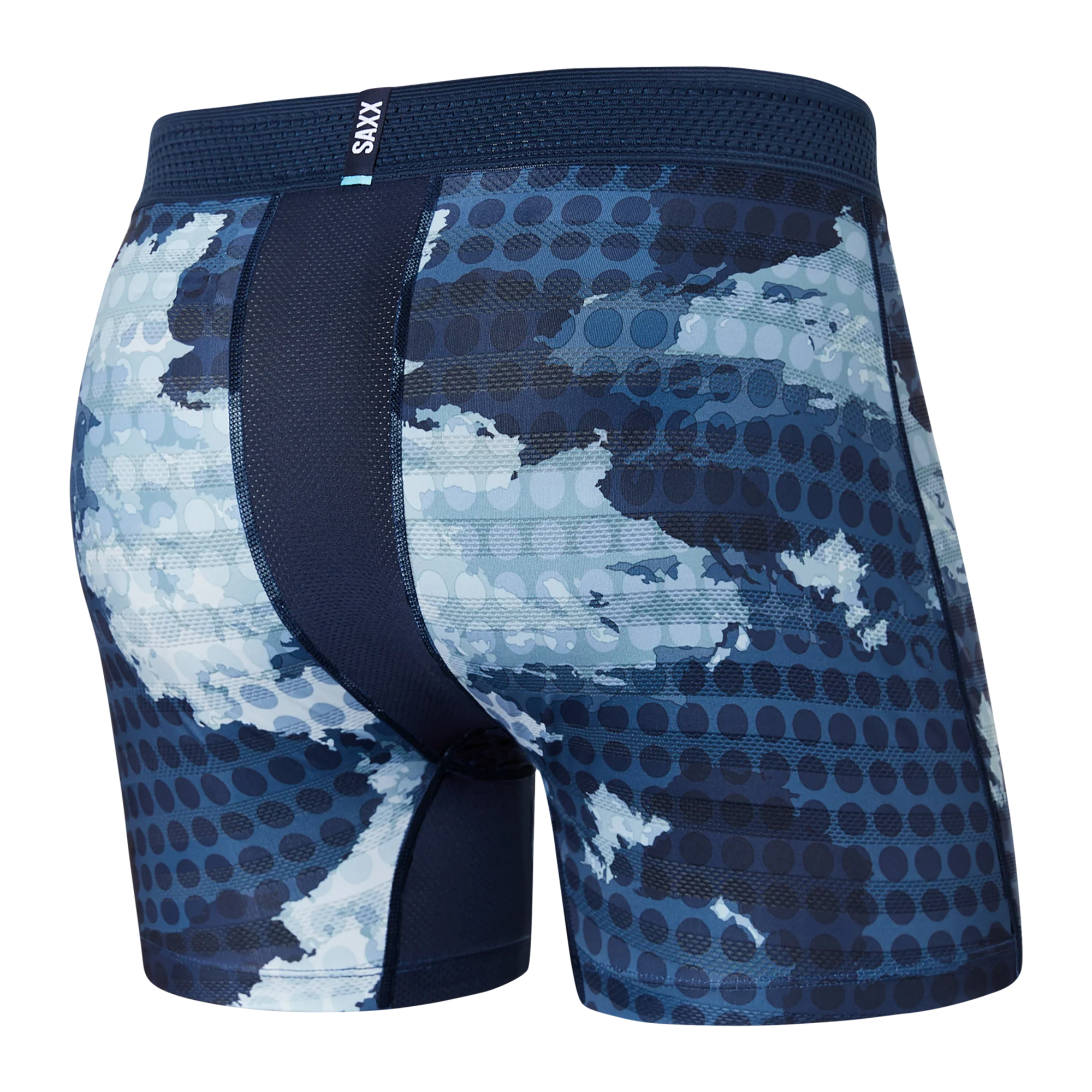 Back of Droptemp Cooling Mesh Boxer Brief Fly in Cloud Drop Camo- Navy