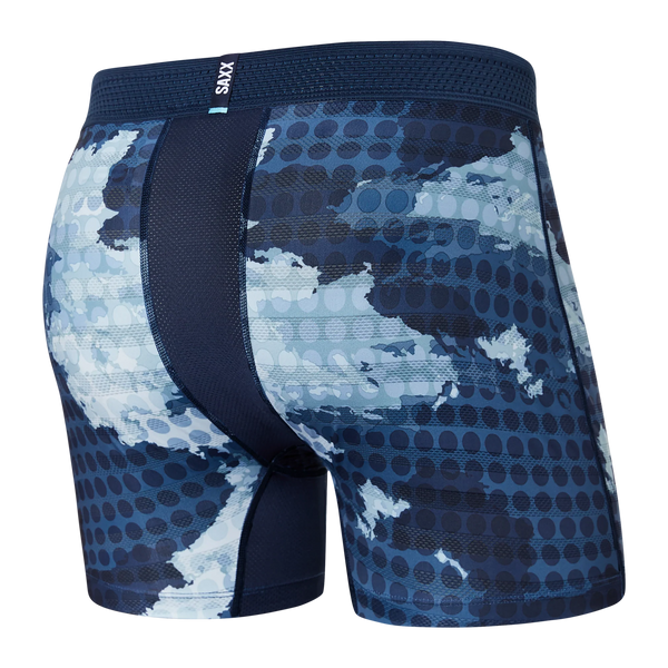 Back of Droptemp Cooling Mesh Boxer Brief Fly in Cloud Drop Camo- Navy