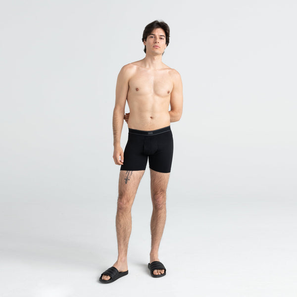 Front - Model wearing Daytripper Boxer Brief Fly 3 Pack in Black