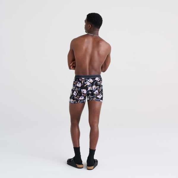 Back - Model wearing Daytripper Boxer Brief in Camo Coolers- Black