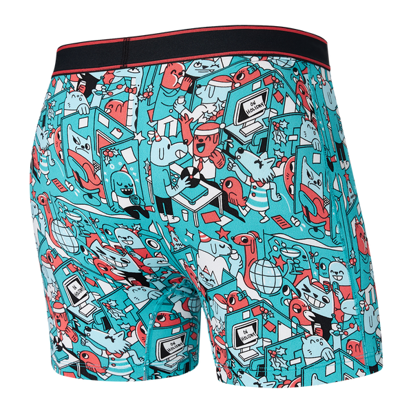 Back of Daytripper Boxer Brief Fly in Holiday Office Party-Multi