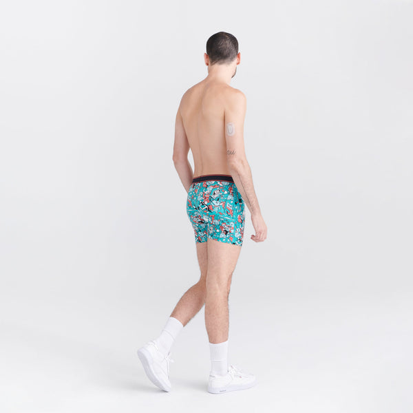 Back - Model wearing Daytripper Boxer Brief Fly in Holiday Office Party-Multi
