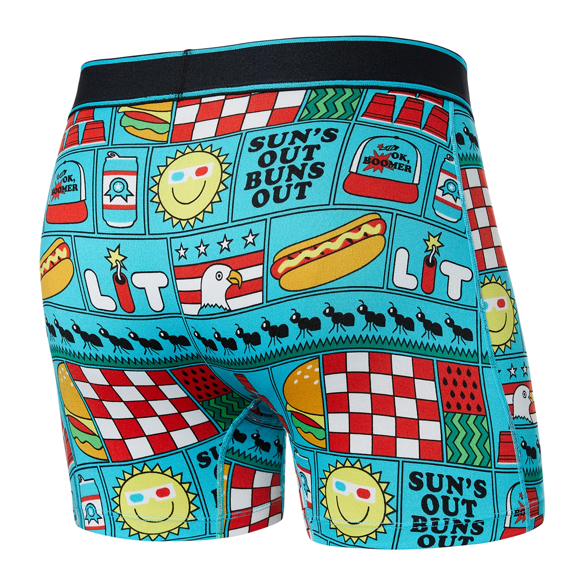 Back of Daytripper Boxer Brief Fly in July Block Party- Blue