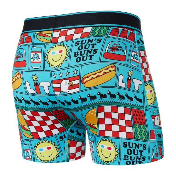 Back of Daytripper Boxer Brief Fly in July Block Party- Blue