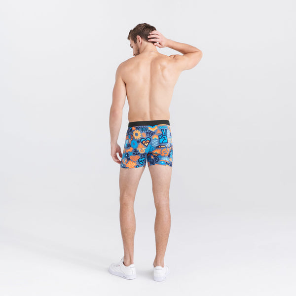 Back - Model wearing Daytripper Boxer Brief Fly in Pretty Much Everything-Blue