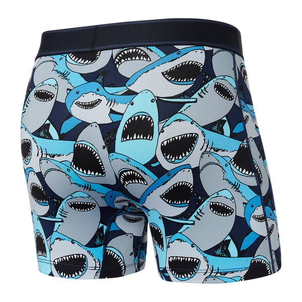 Back of Daytripper Boxer Brief Fly in Shark Tank Camo- Navy