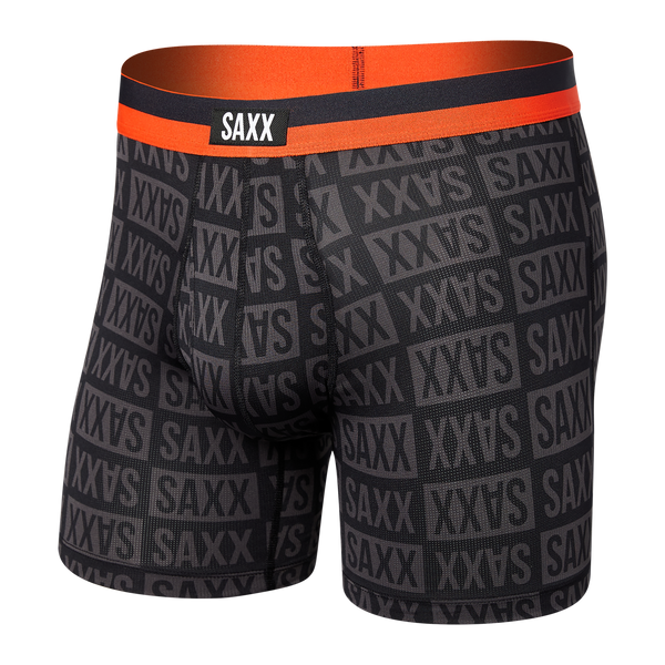 Front of Sport Mesh Boxer Brief in Checkerboard- Black