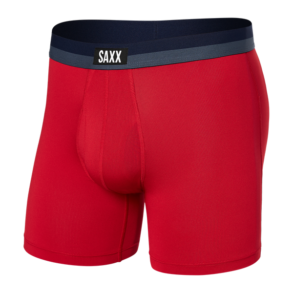 Front of Sport Mesh Boxer Brief Fly in Cherry