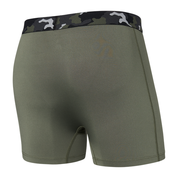 Back of Sport Mesh Boxer Brief Fly in Dusty Olive/Camo Waistband