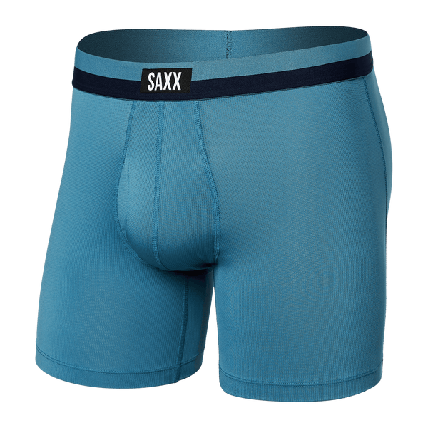 Front of Sport Mesh Boxer Brief in Hydro Blue