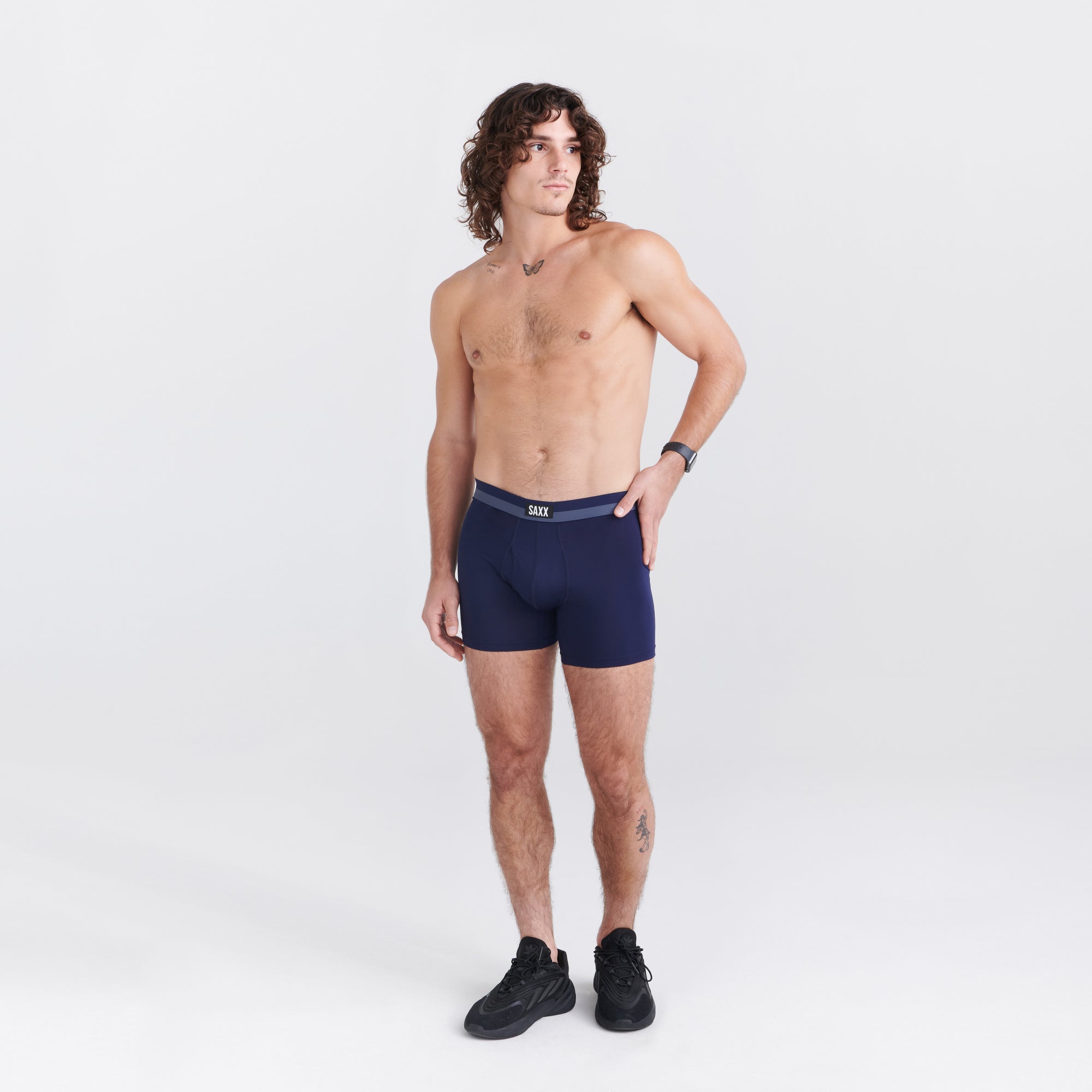 Front - Model wearing Sport Mesh Boxer Brief Fly in Maritime