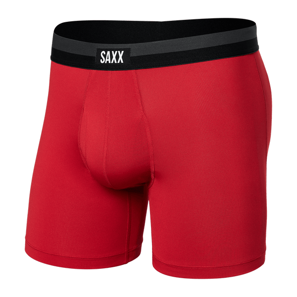 Front of Sport Mesh Boxer Brief in Sunset Red
