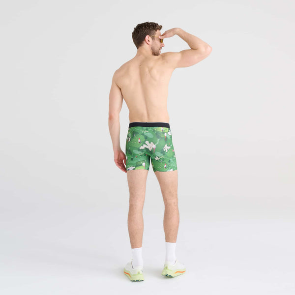 Back - Model wearing Volt Boxer Brief in Off Course- Green