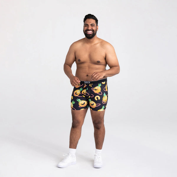 Front - Model wearing Volt Boxer Brief in Pineapple Hula