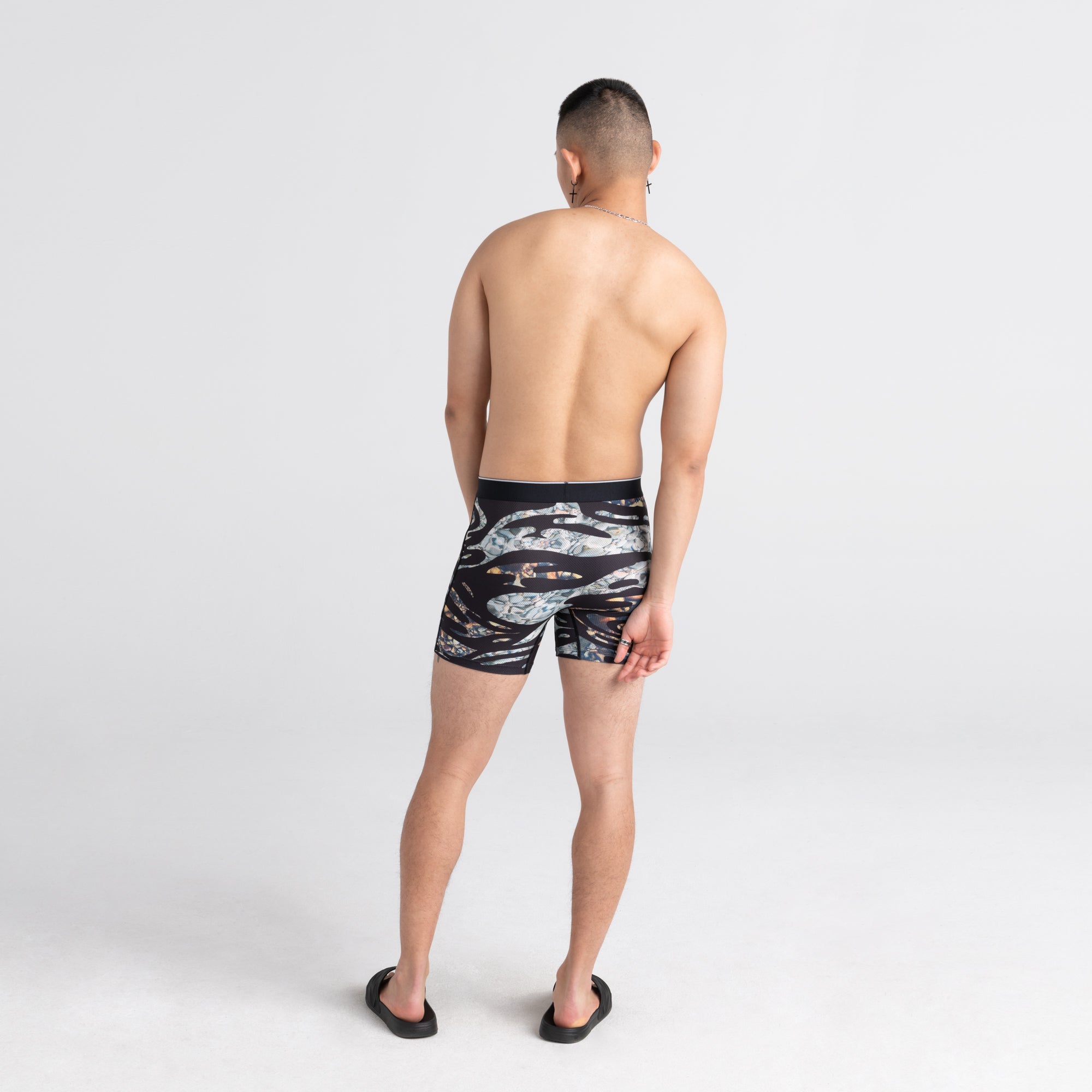 Back - Model wearing Volt Boxer Brief in Ripple Camo
