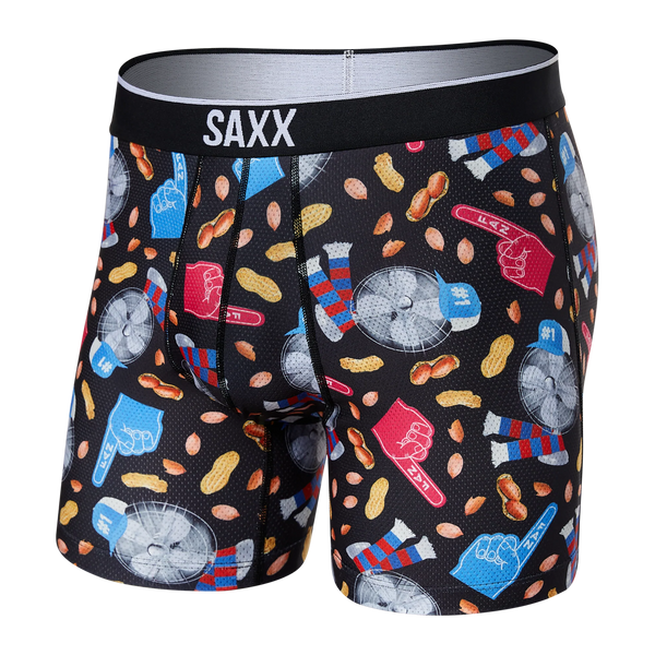 Front of Volt Breathable Mesh Boxer Brief in Sports Fan- Black