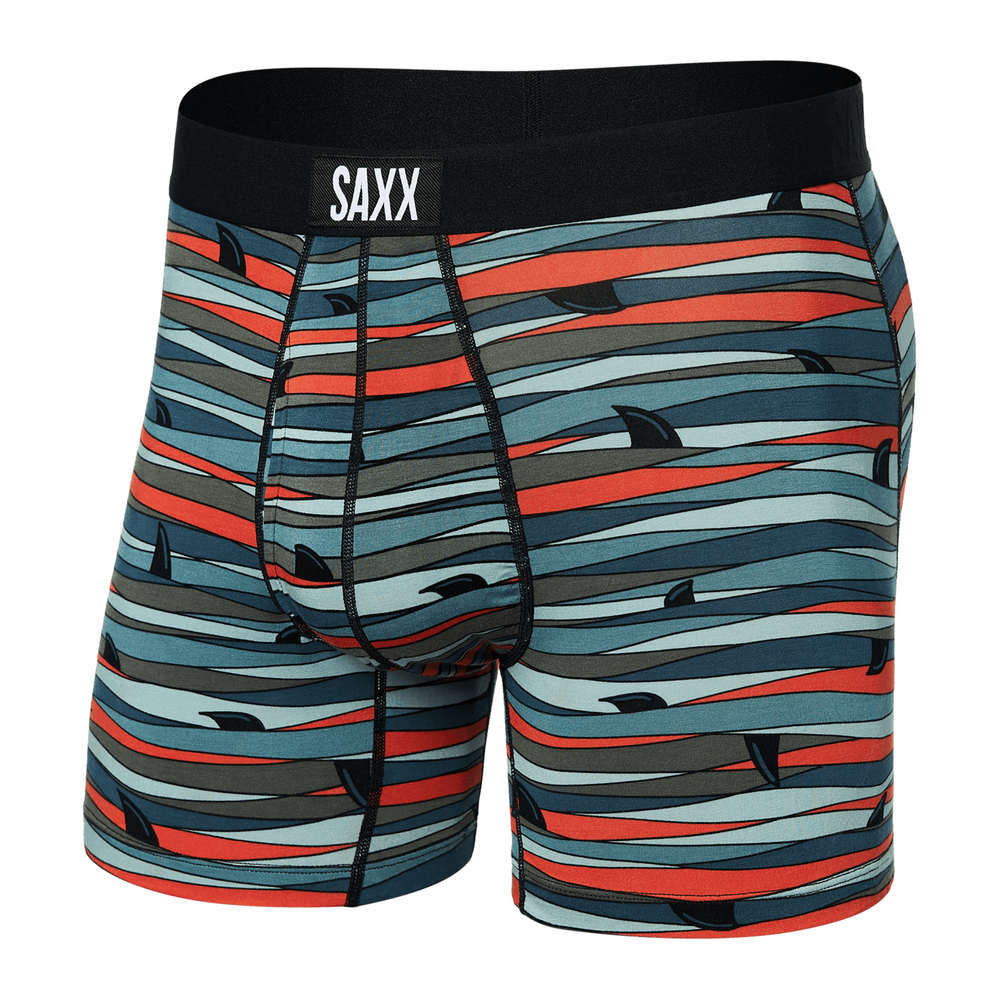 Front of Ultra Boxer Brief in Fins- Blue Multi