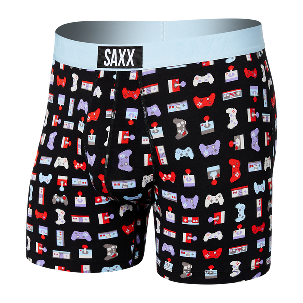 Front of Ultra Super Soft Boxer Brief in Gamer- Black
