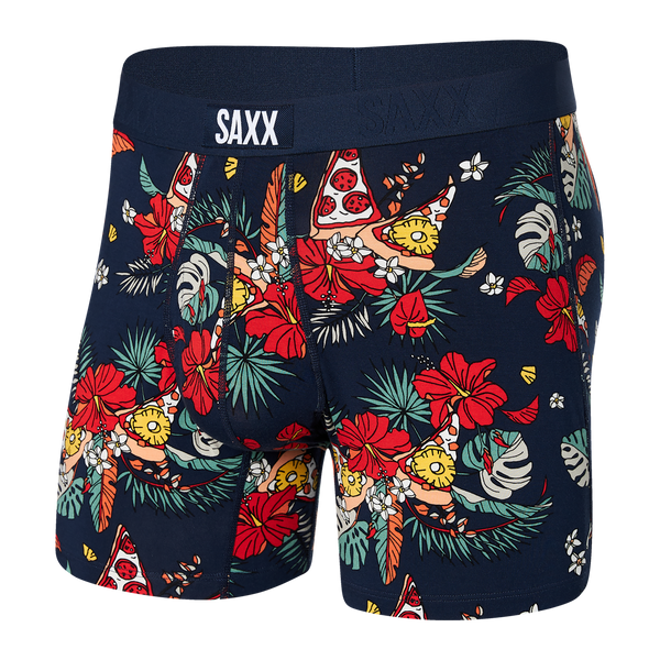 Front of Ultra Super Soft Boxer Brief Fly in Hawaiian Pizza- Navy