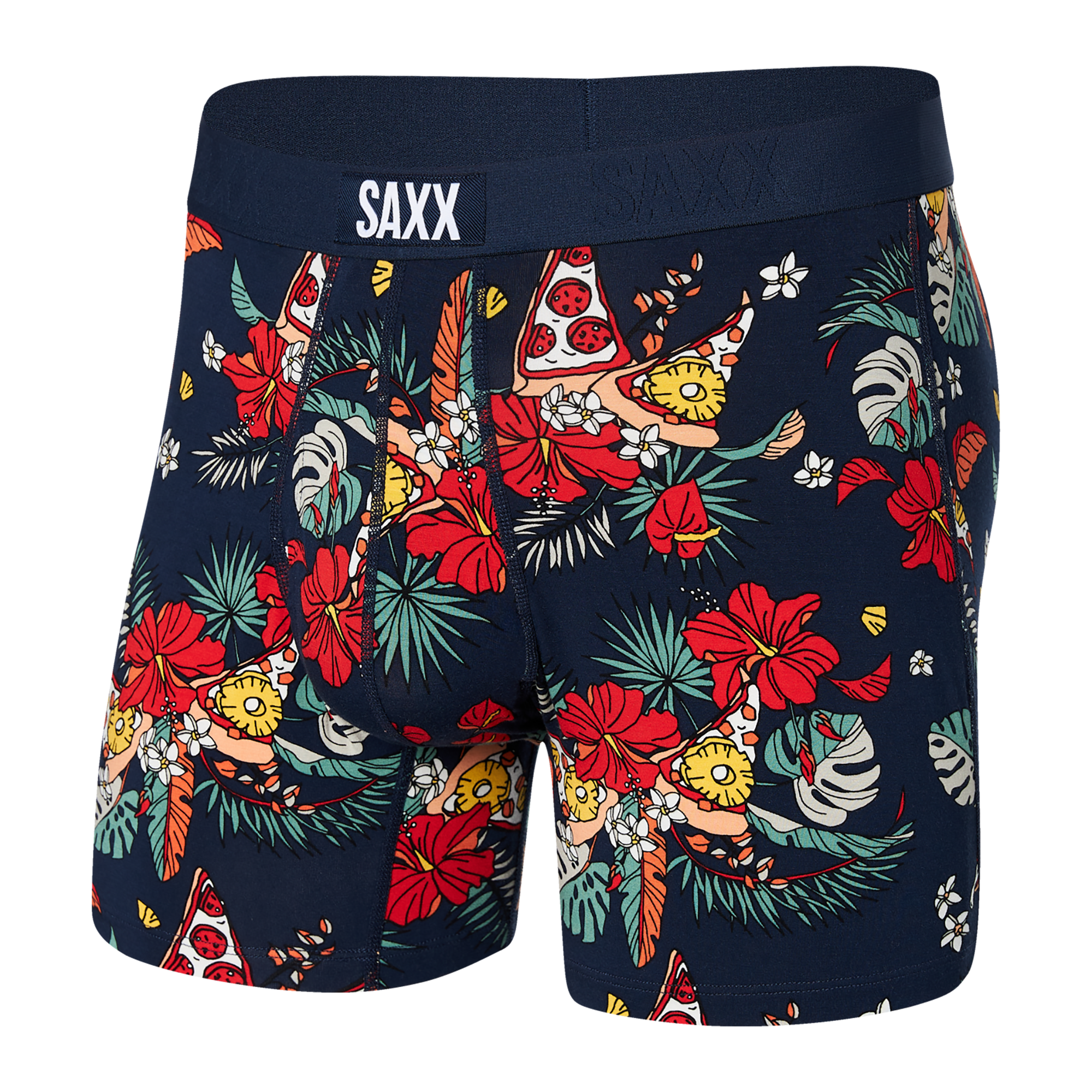 Front of Ultra Super Soft Boxer Brief Fly in Hawaiian Pizza- Navy