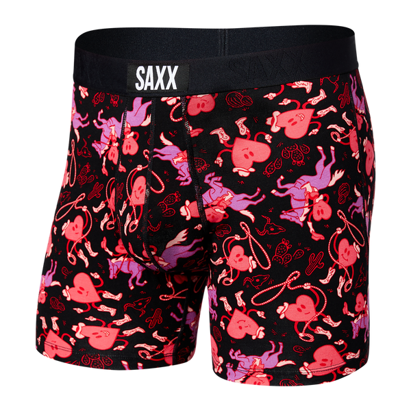 Front of Ultra Super Soft Boxer Brief in I Heart Cowboys- Black
