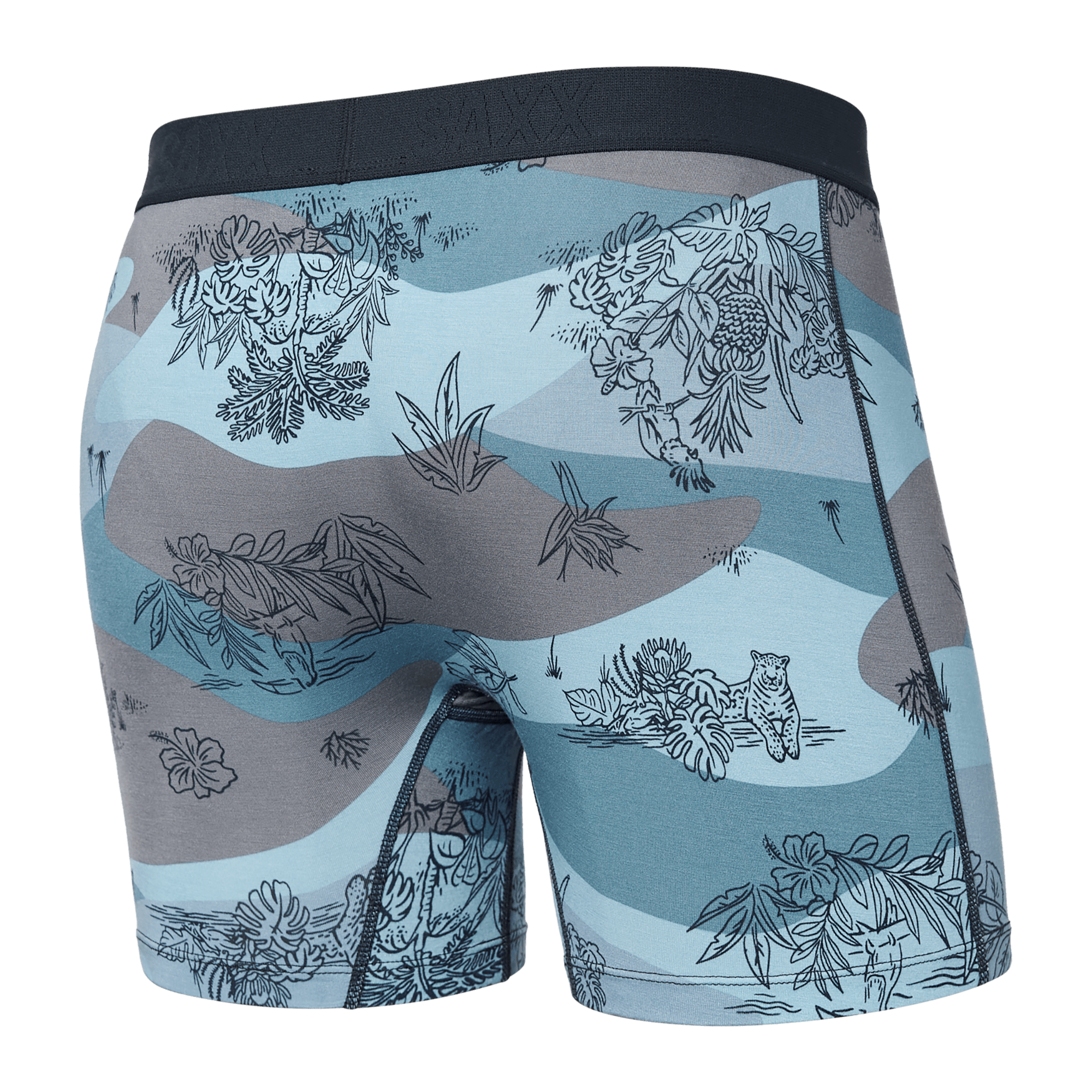 Back of Ultra Boxer Brief in Jungle Toile- Dusty Blue
