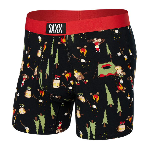 Front of Ultra Super Soft Boxer Brief Fly in Lets Get Toasted- Black