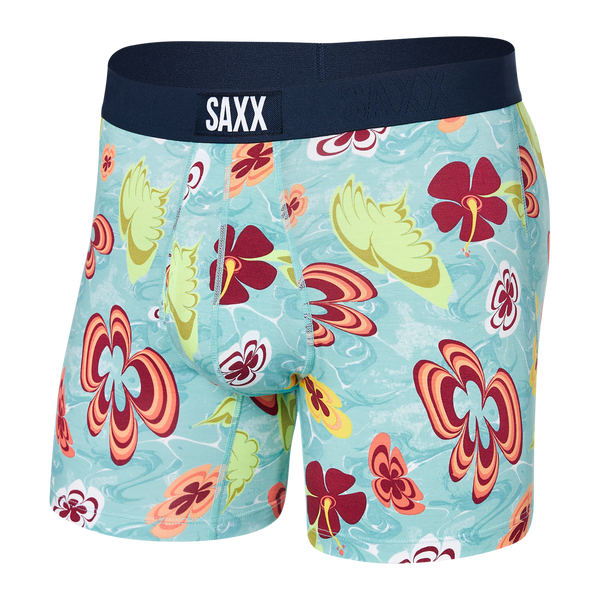 Front of Ultra Super Soft Boxer Brief Fly in Ocean Tropics- Multi