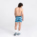 Back - Model wearing Ultra Super Soft Boxer Brief Fly in Pool Shark Pool- Blue