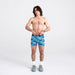 Front - Model wearing Ultra Super Soft Boxer Brief Fly in Pool Shark Pool- Blue