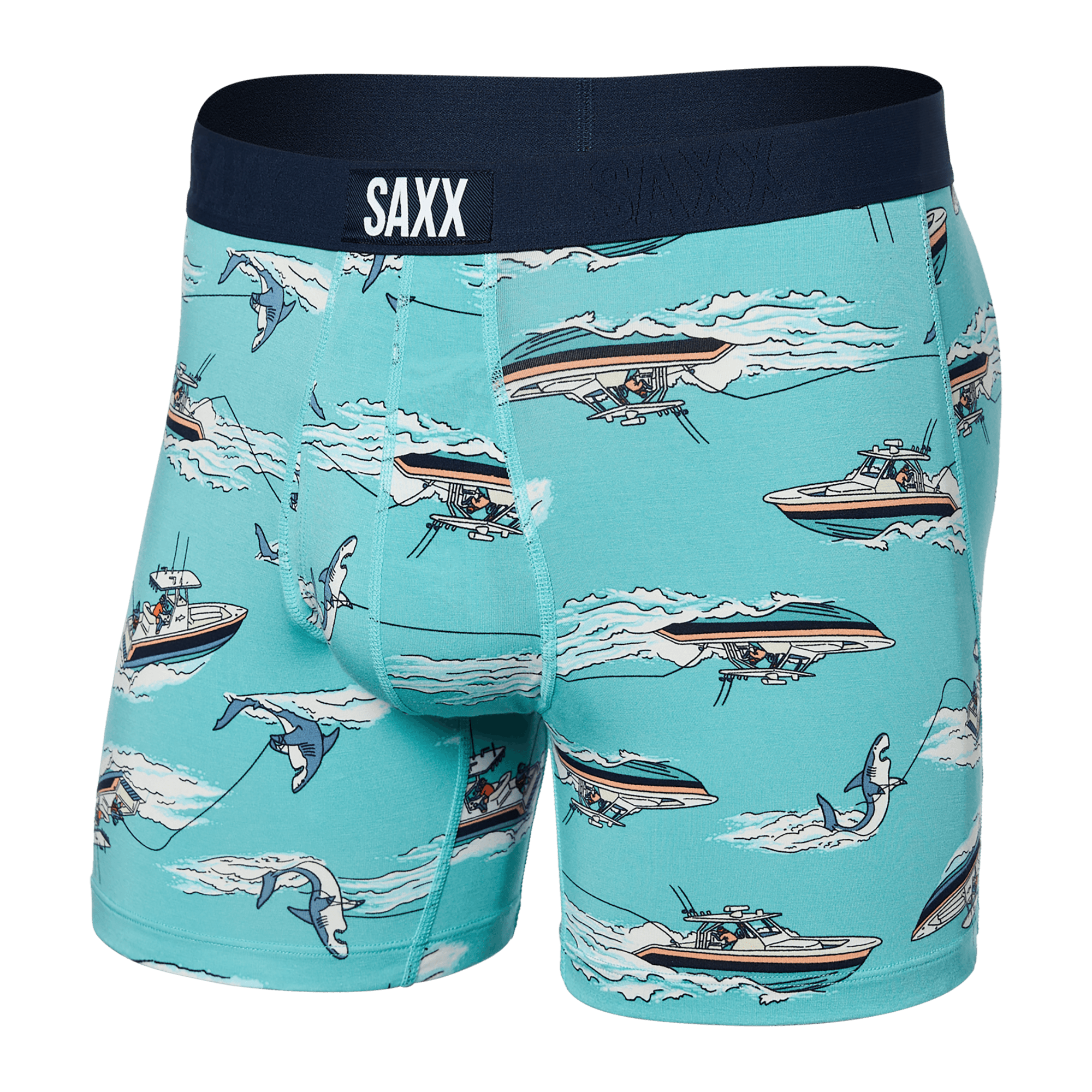 Front of Ultra Boxer Brief in Sharkski- Turquoise