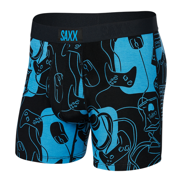 Front of Ultra Super Soft Boxer Brief Fly in What To Play- Black