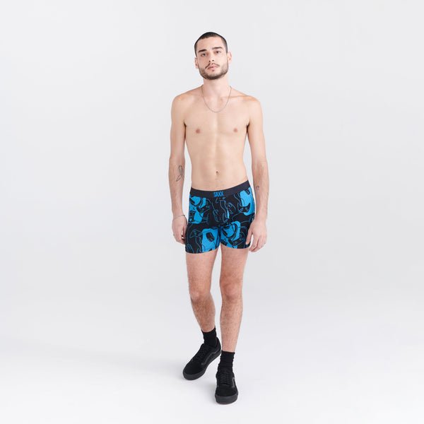 Front - Model wearing Ultra Super Soft Boxer Brief Fly in What To Play- Black
